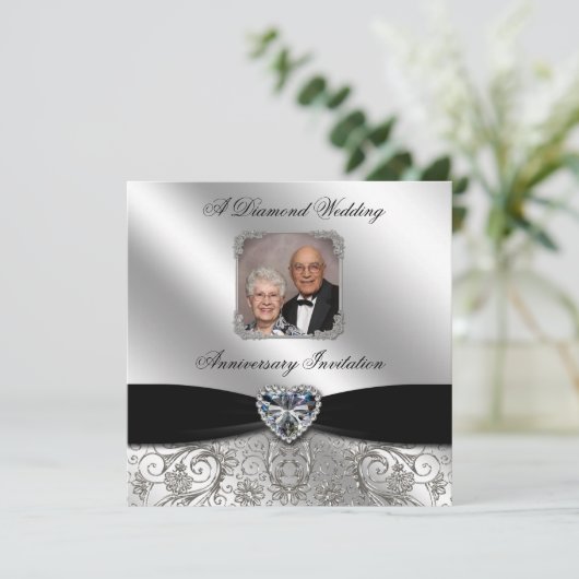 60th Wedding Jubileum 5.25x5.25 Foto Uitnodigen Kaart (Staand voorkant)