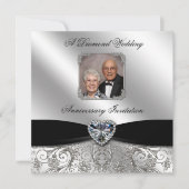60th Wedding Jubileum 5.25x5.25 Foto Uitnodigen Kaart (Voorkant)