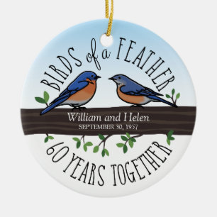 60th Wedding Jubileum, Bluebird of a Feather Keramisch Ornament