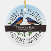 60th Wedding Jubileum, Bluebird of a Feather Keramisch Ornament (Achterkant)