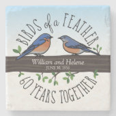 60th Wedding Jubileum, Bluebird of a Feather Stenen Onderzetter (Voorkant)