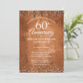 60th Wedding Jubileum Confetti Rustic Wood Kaart (Staand voorkant)