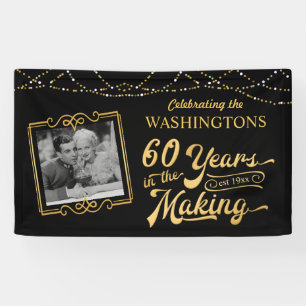 60th Wedding Jubileum Foto: Black Gold Lights Spandoek