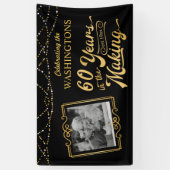 60th Wedding Jubileum Foto: Black Gold Lights Spandoek (Verticaal)
