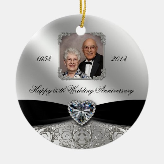 60th Wedding Jubileum Foto Ornament (Voorkant)
