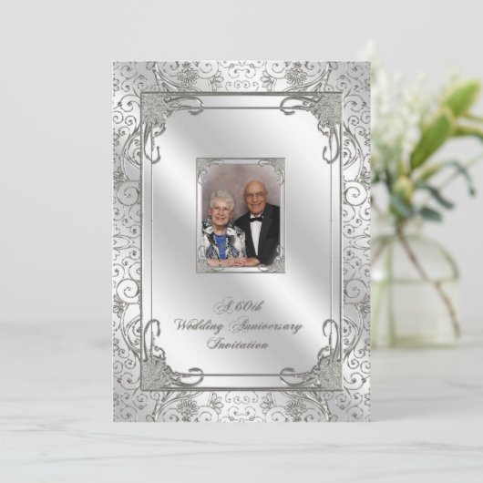 60th Wedding Jubileum Foto Uitnodiging Kaart (Staand voorkant)