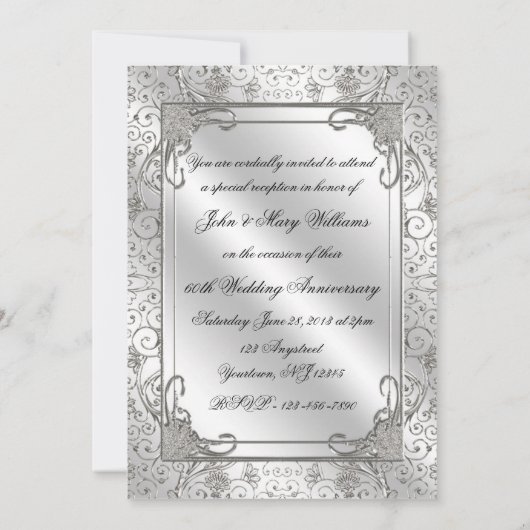 60th Wedding Jubileum Foto Uitnodiging Kaart (Achterkant)