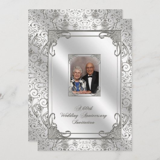 60th Wedding Jubileum Foto Uitnodiging Kaart (Voorkant / Achterkant)