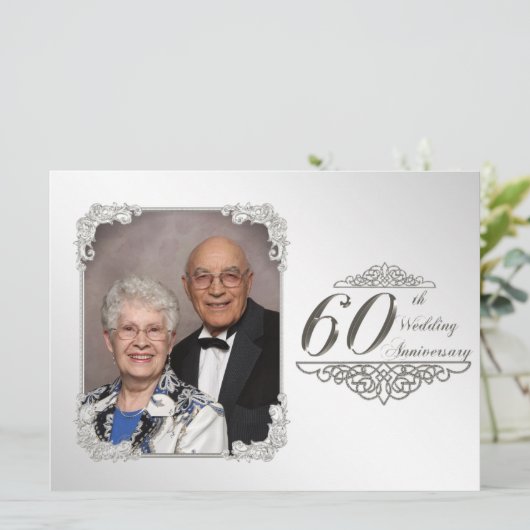 60th Wedding Jubileum Foto Uitnodiging Kaart (Staand voorkant)