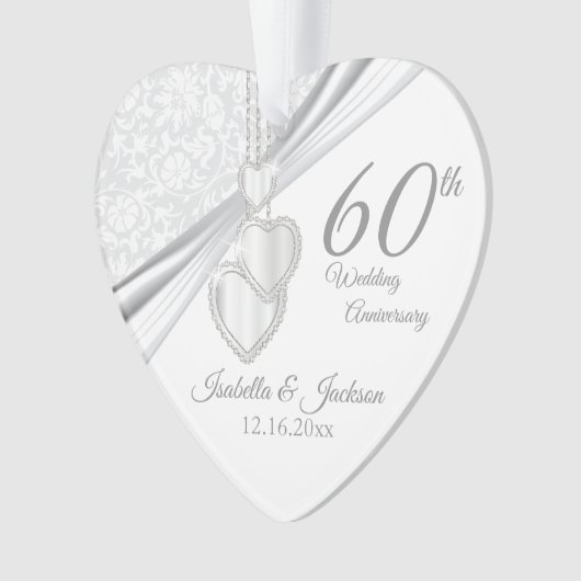60th Wedding Jubileum Keepomwille Design Ornament (voorkant)