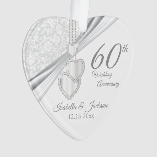 60th Wedding Jubileum Keepomwille Design Ornament (voorkant)