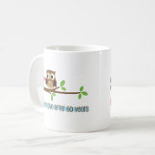 60th Wedding Jubileum Owls Koffiemok (Voorkant links)