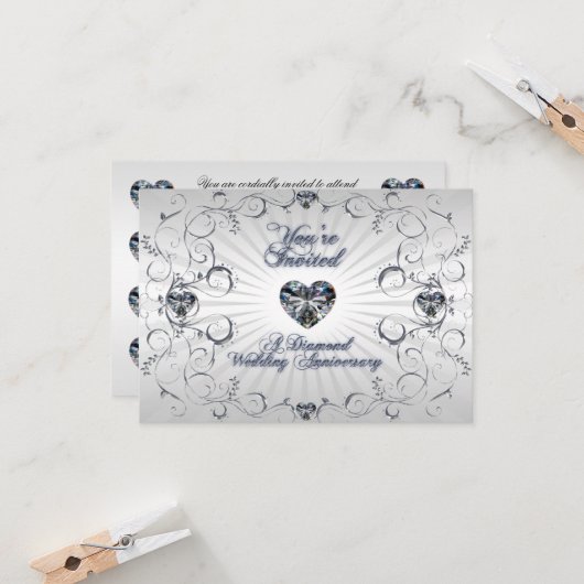 60th Wedding Jubileum RSVP Uitnodiging Kaart (Voorkant / Achterkant in situ)