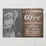 60th Wedding Jubileum Rustic Wood Kaart<br><div class="desc">Uitnodiging voor het 60ste Jubileum van de Weddenschap met aangepaste foto. Rustic Wood Achtergrond. Koord lichten. Zwart-Wit. 1e, 2e, 3e, 4e, 5e, 10e, 15e, 20e, 25e, 30e, 35e, 40e, 45e, 50e, 55e, 60e, 65e, 70e, 75e, 80e, om het even welke jaren. Volwassen verjaardag. Vrouw of Man Man Birthday Party. Voor...</div>