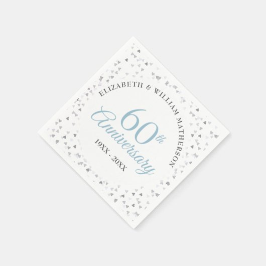 60th Wedding Jubileum Script Harten Confetti Servet (Hoek)