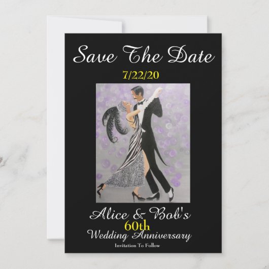 60th Wedding Jubileum/sla de datum op Save The Date (Voorkant)