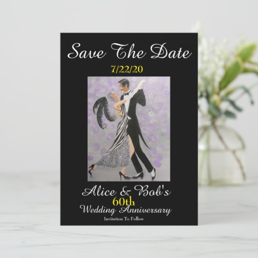 60th Wedding Jubileum/sla de datum op Save The Date (Staand voorkant)
