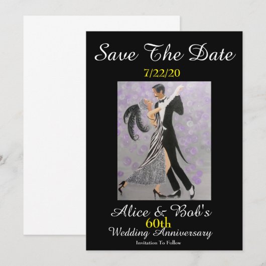 60th Wedding Jubileum/sla de datum op Save The Date (Voorkant / Achterkant)