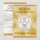 60th Wedding Jubileum Sparen de Datumkaarten Kaart (Voorkant / Achterkant)