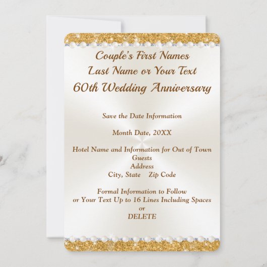 60th Wedding Jubileum Sparen de Datumkaarten Kaart (Achterkant)