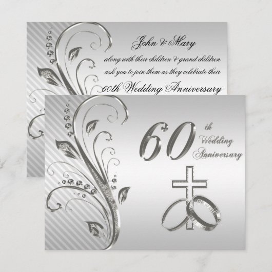 60th Wedding Jubileum Uitnodiging Kaart (Voorkant / Achterkant)