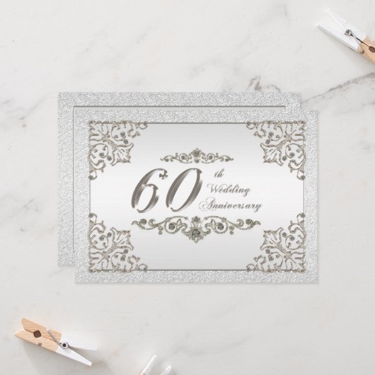 60th Wedding Jubileum Uitnodiging Kaart (Voorkant / Achterkant in situ)