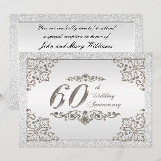 60th Wedding Jubileum Uitnodiging Kaart (Voorkant / Achterkant)
