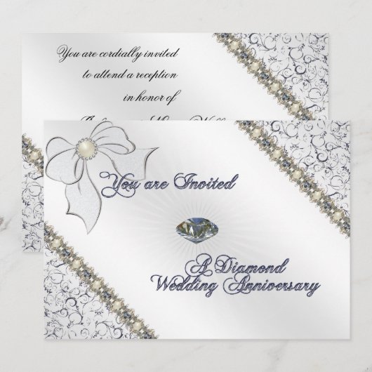 60th Wedding Jubileum Uitnodiging Kaart (Voorkant / Achterkant)