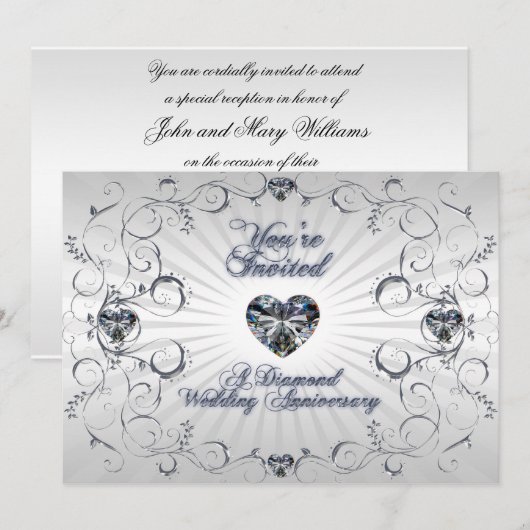 60th Wedding Jubileum Uitnodiging Kaart (Voorkant / Achterkant)