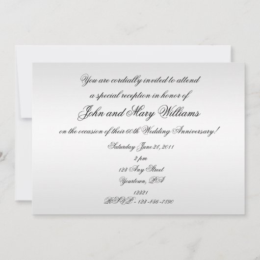 60th Wedding Jubileum Uitnodiging Kaart (Achterkant)