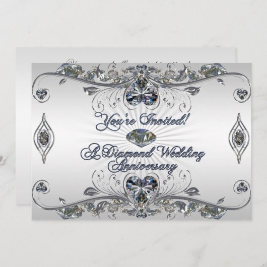 60th Wedding Jubileum Uitnodiging Kaart (Voorkant / Achterkant)