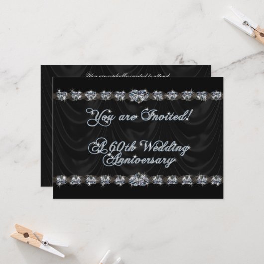 60th Wedding Jubileum Uitnodiging Kaart (Voorkant / Achterkant in situ)