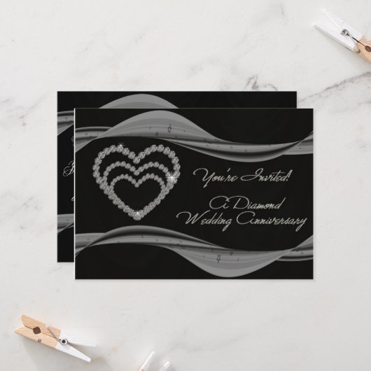 60th Wedding Jubileum Uitnodiging Kaart (Voorkant / Achterkant in situ)