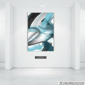 60x40"Trend Abstract Kunstcanvas Zwart Wit Blauw Canvas Afdruk