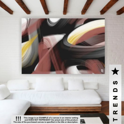 60x40"Trend Abstracte Kunst Zwart Wit Poederig Canvas Afdruk