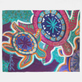 60x80 Turtle Blanket met 0riginal aboriginal art Fleece Deken (Voorkant (Horizontaal))