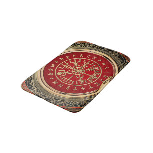 [610] Vegvisir - Viking Gold Magic Runass Badmat