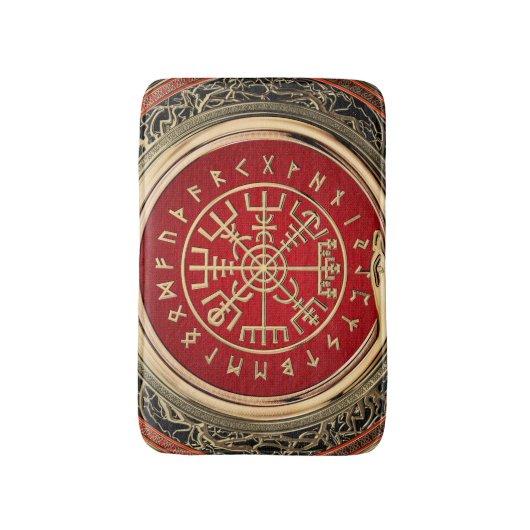 [610] Vegvisir - Viking Gold Magic Runass Badmat (Voorkant Verticaal)