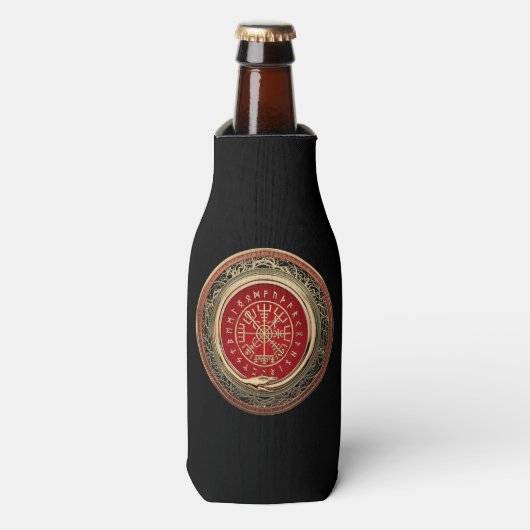 [610] Vegvisir - Viking Gold Magic Runass Flesjeskoeler (Fles Voorkant)