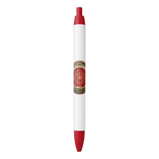 [610] Vegvisir - Viking Gold Magic Runass Zwarte Inkt Pen (Voorkant Verticaal)
