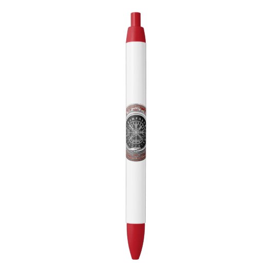 [610] Vegvisir - Viking Silver Magic Runass Zwarte Inkt Pen (Voorkant Verticaal)