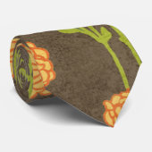 6184_floreel-oranje-groen-bruin RETRO FLOWERS VINE Stropdas (Opgerold)