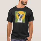 619 Hugo met een halo Boston Terrier Halo Green T-shirt (Voorkant)