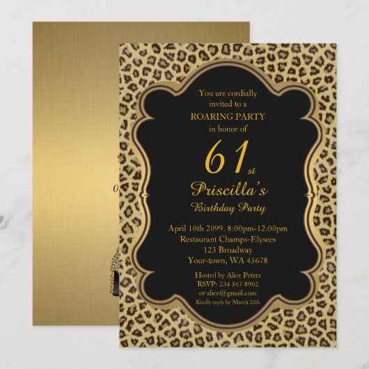 61.12.2010, 61.000, Cheetah, Black & Gold Kaart (Voorkant / Achterkant)