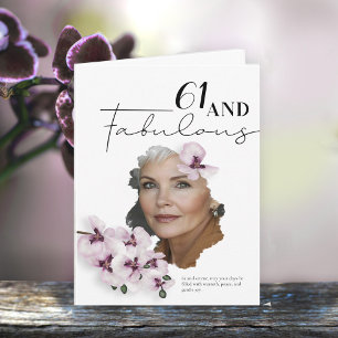 61 & Fabulous Orchide Foto Verjaardagskaart Kaart