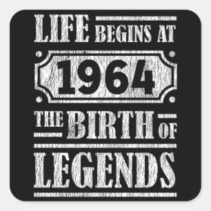 61 jaar oud 1964 Geboorte van de legende 61ste ver Vierkante Sticker