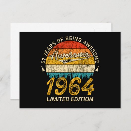 61 Jaar Oud 1964 Retro Geweldig 61e Verjaardag Cad Briefkaart (Voorkant / Achterkant)