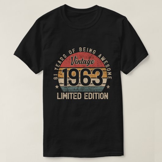 61 jaar oud cadeau, 1963 Limited Edition 61st B-da T-shirt (Design voorkant)