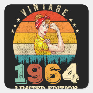 61 jaar oude Bday 1964 61ste Verjaardag Vrouwen Vierkante Sticker