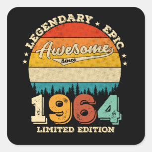 61 jaar oude Bday 1964 Geweldige 61ste verjaardags Vierkante Sticker